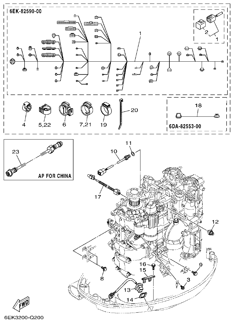 Yamaha F115B, FL115B, FL115BET ELECTRICAL 5 parts diagram